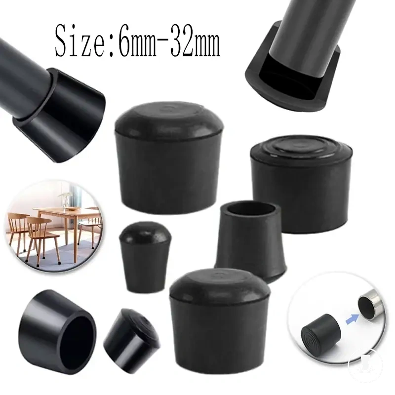 Small round rubber chair leg caps with silent anti-slip foot cover design.